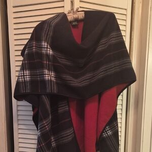 Ike Behar Black and Red Plaid Women's Cape